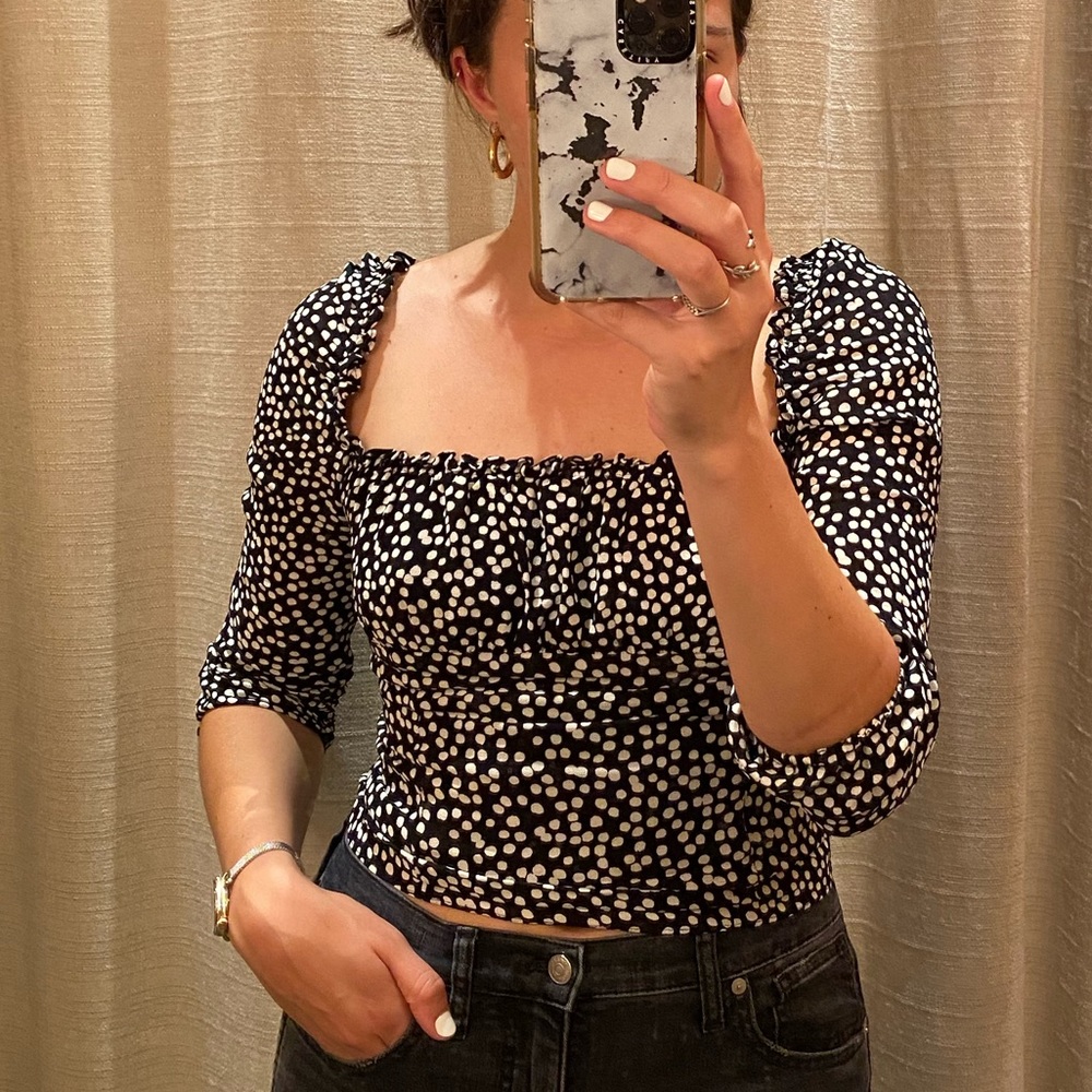 Reformation Bacio Ruffle Tie Back Crop Top - Picture 2 of 7